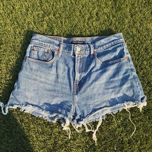 Lucky Brand Womens 6 30x3 Relaxed Short Frayed Raw Hem Denim Cut Off Shorts Blue